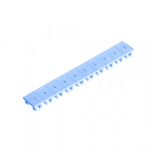 Маркировка для клемм (полоска) 9705A/5/10 B - BL, Маркировочные шильдики, для клемм сечением 2,5 мм.кв., боковая / верхняя, 10 шильдиков, нанесенные символы: - , - , … , - с горизонтальным расположением, размер шильдика: 4,8 x 8,3 мм, цвет: синий