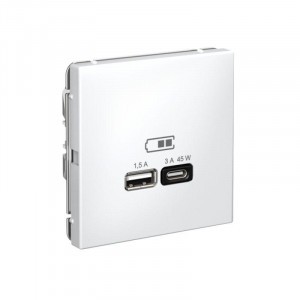 ARTGALLERY USB розетка A + тип-C 45Вт высокоскор.заряд. QC, PD, механизм, белый GAL000129