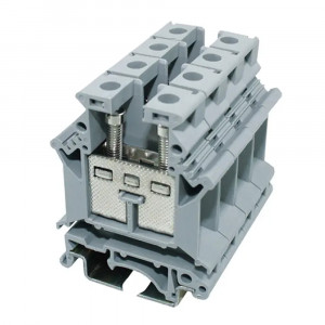 Проходная клемма JUK1-16-GY, Проходная клемма, тип фиксации провода: винтовой, номинальное сечение: 16 мм кв., 101A, 800V, ширина: 12,2 мм, цвет: серый, тип монтажа: DIN35