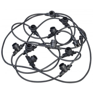 Гирлянда белт-лайт 10м 20 патронов E27 без ламп IP65 шнур черн. 2м 230В транзит LGDU601-0-020-10-B-S-65