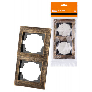 Рамка 2-х постовая вертикальная старинная бронза "Лама" SQ1815-0779