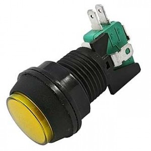 GMSI-7B-C NO(NC)+NC(NO) YELLOW, Кнопка круглая с LED подсветкой, цвет желтый, диаметр 32мм, посадочное отверстие 24.5мм, 5А/250В