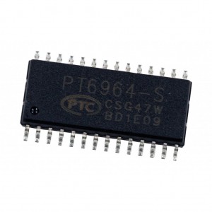 PT6964-S, LED контроллер коэффициент заполнения от 1/7 до 1/8 10 сегментных выходных линий 4 выходных линии сетки 3 выходных линии сегмента/сетки, одна память дисплея схема управления схема сканирования клавиш