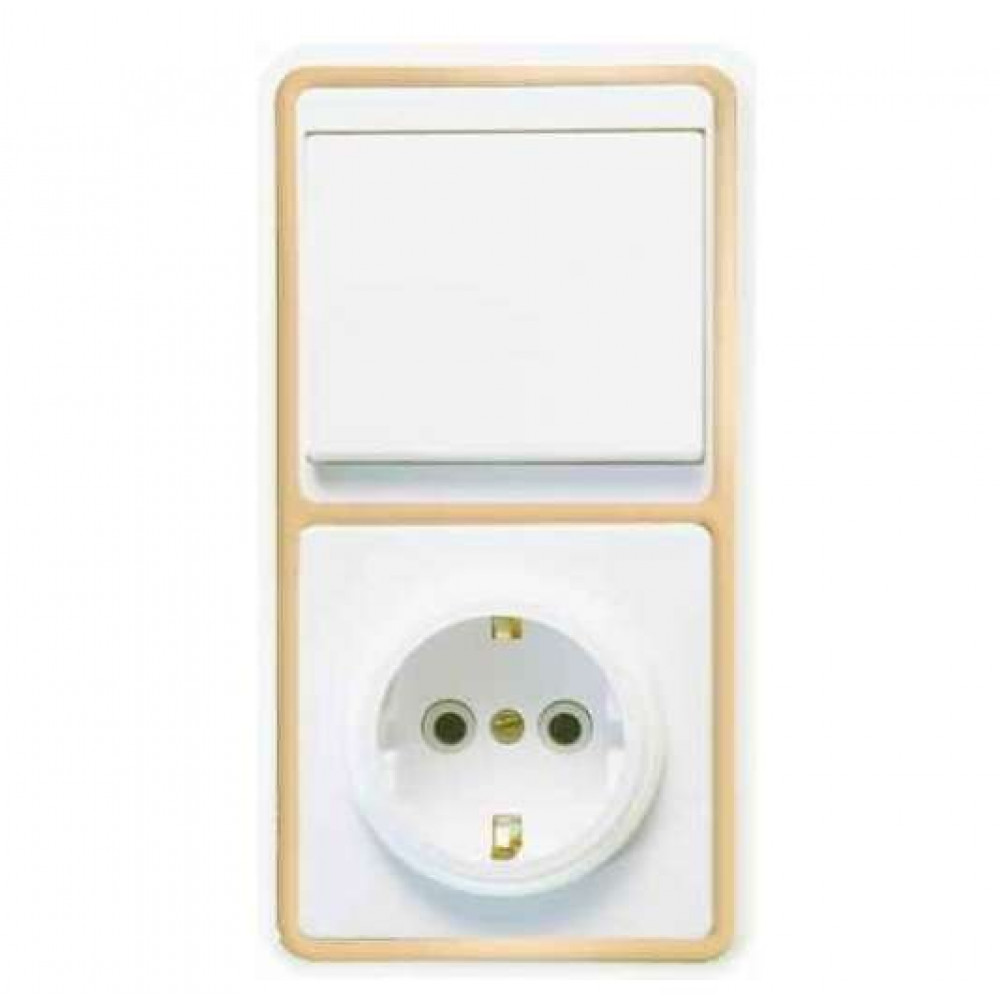 Изображение товара Блок выключатель и розетка с заземлением БКВР-031 Бэлла золото 5820