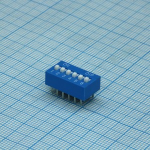 L-KLS7-DST-06-B-00, DIP-переключатель 6 групп синий монтаж в отверстие шаг 2.54мм 0.025A 24В с выступающим движком