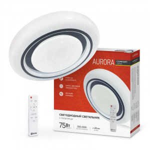 Светильник светодиодный COMFORT AURORA 75Вт 230В 3000-6500К 6000лм 480х80мм с пультом ДУ 4690612035741