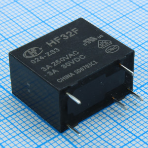 HF32F/024-ZS3, Реле силовое 5А катушка 24В; Конфиг: 1C