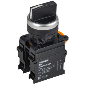 Переключатель 3 полож. 2НЗ возвратный черн. MASTER IEK MI-SW60-20X33-5-24-3-K02