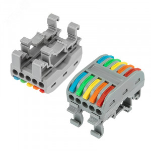 Клемма СМК 222-425D проходная 5-полюсная, с креплением на DIN-рейку (0,08-4 мм2) серая 07-5236