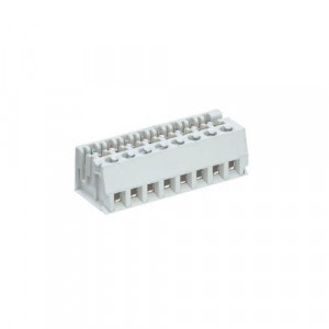 Клемма LPST 1/8, Клемма для торцевого подключения к печатной плате, подвод кабеля сбоку, шаг: 5.0 мм, 8 полюсов, фиксация провода винтовая, исполнение: с маркировкой, 250V, 5A, цвет: серый