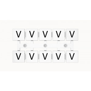 Маркировка (полоска) ZT12-10P-19-28Z(H), Кассета с маркировочными шильдиками, для клемм сечением 16 мм.кв., верхняя, 5x2 шильдиков, нанесенные символы: V, с вертикальным расположением, размер шильдика: 11 x 10,8 мм, цвет: белый