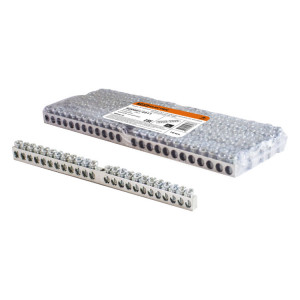 Шина "N" нулевая 6х9мм 24/1 (24 группы/крепеж по центру) никелированная SQ0801-0311