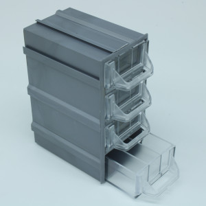Бокс для р/дет К- 5-В2 прозр/серый, Пластиковый контейнер для хранения крепежа, радиоэлектронных комплектующих, любых небольших деталей