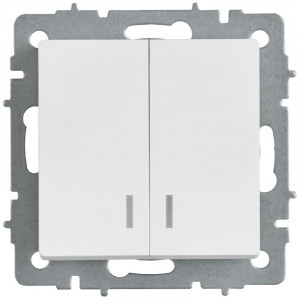 BRITE Выключатель 2-клавишный с индикацией 10А ВС10-2-1-БрАБ арктический белый IEK BR-V20-1-10-K91