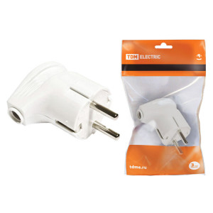 Вилка угловая с/з белая 16А 250В SQ1806-0007