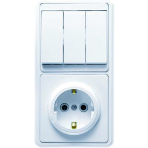 Блок БКВР-033 Бэлла (3-кл. выкл. + розетка с заземл.) бел. Кунцево 5843