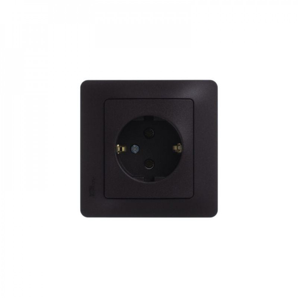 Изображение товара Розетка одинарная с заземлением Glossa 16А IP20 шоколад Systeme Electric
