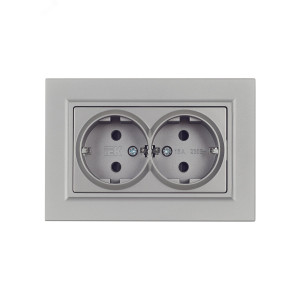 Розетка 2-м СП BRITE РСш12-3-БрС 16А в сборе с заземл. защ. шторки сталь BR-R24-16-K46-F