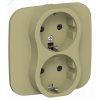 Изображение товара FLITE Розетка 2-местная с заземлением с защитными шторками безвинтовое крепление 16А в сборе РСш12-1-А-ФлО оливковый IEK FI-R24A-16-1-K26