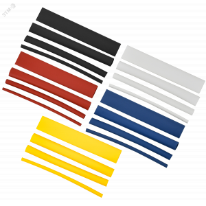 Набор трубок термоусадочных тонкостен. ТТУ 2/1; 4/2; 6/3; 8/4 (Ж; С; К; Ч; Б) 20х8см разноцвет. UDRS-D2-D8-10-2