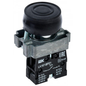 Кнопка LA167-BP21 d=22мм 1з черная BBT20-BP21-1-22-67-K02