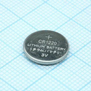 CR1220, Li, MnO2 батарея типоразмера R12, 3В, 0.055Ач, стандартная форма, -20...60 °C