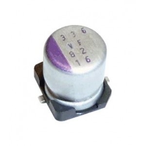 16SVF82M, Конденсатор алюминиевый  полимерный 82мкФ 16В ±20% (5 X 5.9мм) для поверхностного монтажа 0.027Ом 940мА 1000час 125°С лента на катушке