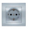 Розетка 1-м СП Бриллиант 16А IP20 с заземл. защ. шторки серебр. 7949889
