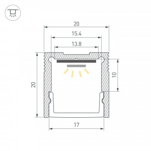Профиль SL-SLIM20-H20-2000 ANOD 023722, Алюминиевый анодированный профиль для светодиодных лент и линеек. Габаритные размеры (LхWхH): 2000x20x20 мм. Ширина площадки для ленты 15 мм. Экраны, заглушки и другие аксессуары приобретаются отдельно. Цена за 1 метр.