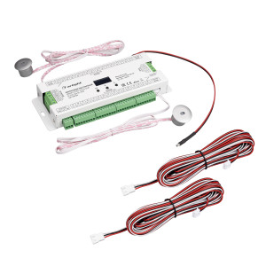 Контроллер лестничный SMART-STEP-32-2S-SUF (5-24V, 32x1A, SPI) 033122, Контроллер для подсветки ступеней лестниц. Питание DC 5-24V, 32 выходных ШИМ канала для одноцветных лент, ток нагрузки 32х1А. Две группы цифровых выходов SPI (TTL) для SPI RGB ленты, всего 2х960 пикселей. Поддерживает управление до 32 ступеней. OLED диспл