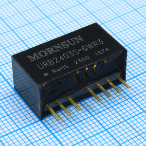 URB2403S-6WR3, Преобразователь DC/DC на печатную плату 6Вт вход 24В выход 3.3В 1800мА КПД 76% SIP-8