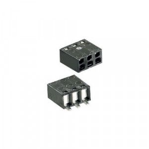 Клемма 7060/3 SMD 25.400.3310.1, Клемма SMD горизонтальный подвод кабеля, на плату, шаг: 2.5 мм, 4 полюса, фиксация провода Push-in, исполнение: без маркировки, 320V, 9A, цвет: черный