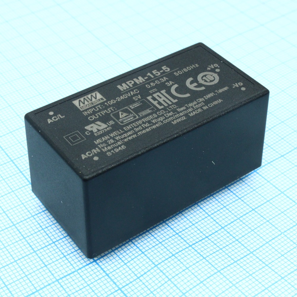 Изображение товара Блок питания MPM-15-5 15Вт AC-DC 5В 3А от MEAN WELL