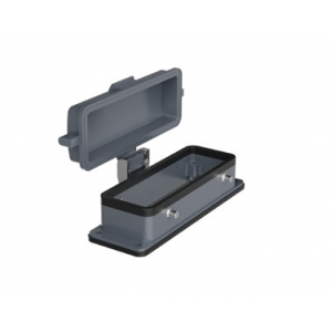 Открытое основание разъема H24B-OM-4PR-PC, Основание разъема на панель, открытое, типоразмер 24B, с уплотнителем, без защелок (упоры для двух защелок), с защитной крышкой, материал корпуса: алюминиевый сплав