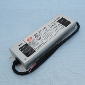 ELG-200-24A, AC-DC, 201.6Вт, IP65, вход 100…305В AC, 47…63Гц/142…431В DC, ККМ, выход 12...24В/8.4А, изоляция 3750В AC, в кожухе 244х71х37.5мм, -40…+85°С (корпус), потенциометры