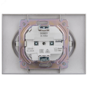 SKANDY Розетка 2-местная с заземлением без защитных шторок 16А в сборе SK-R08Gr серый IEK SK-R21-16-K03-F