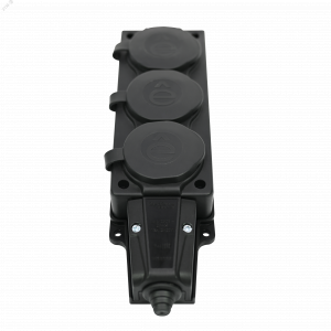 Колодка MultiSet 3х розетка 2К+З 16А/250В IP44 каучуковая черн. SE MST4103BK
