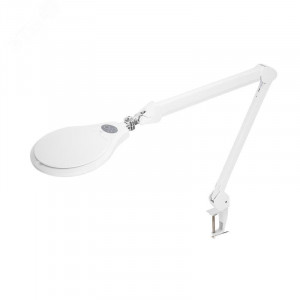 Лупа на струбцине круглая, 5D, с подсветкой 72 SMD, сенсорный регулятор яркости, белая