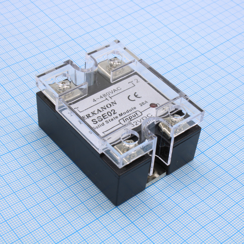 Изображение товара Твердотельное реле SSE02 однофазное 20A 4-480VAC 3-32VDC ERKANON