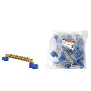 Шина "N" нулевая 6х9мм на двух угл. изоляторах 14 групп SQ0801-0035