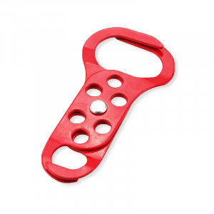 gwrK62, Множитель замковый стальной с двумя затворами, ширина затворов – 45 мм и 19 мм, ширина фиксатора – 8.5 мм, 135х65 мм, цвет – красный, 1 шт/упак