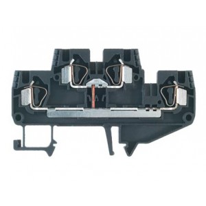 Этажная клемма WKF 4 E/VB/35, Этажная клемма, 2 этажа, тип фиксации провода: пружинный, номинальное сечение: 4 мм кв., 32A, 500V, ширина: 6 мм, цвет: черный, тип монтажа: DIN35