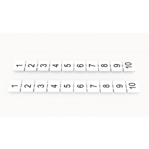 Маркировка (в кассетах) ZB10-10P-19-84Z(H), Кассета с маркировочными шильдиками, для клемм сечением 10 мм.кв., верхняя, 10 шильдиков, нанесенные символы: 1...10, с горизонтальным расположением, размер шильдика: 9,3 x 10,7 мм, цвет: белый