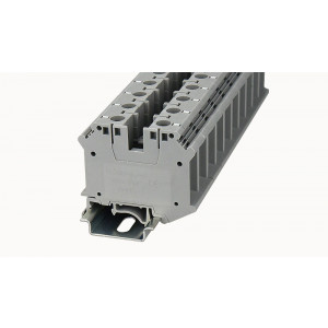 PCIK35-01P-11-00Z(H), Проходная клемма, тип фиксации провода: винтовой, номинальное сечение: 35 мм кв., 125A, 800V, ширина: 15,2 мм, цвет: серый, зажимная клетка - латунь, винтовая перемычка, тип монтажа: DIN35