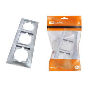 Рамка 3-х постовая вертикальная серебр. металлик "Лама" SQ1815-0234