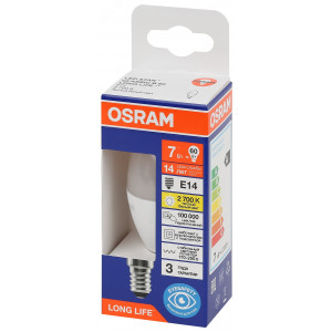 Лампа светодиодная LED 7Вт Е14 2700К 600Лм свеча 220В (замена 60Вт) OSRAM 4099854186240