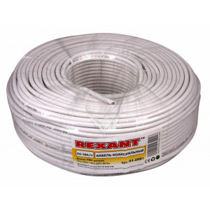 Кабель коаксиальный RG-58 A/U, 50 Ом, Cu/Al/Cu, 64%, 100м, INDOOR, белый, в бухте 100м