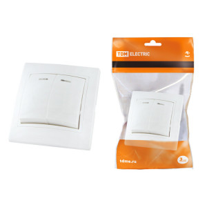Выключатель 2 кл. с подсветкой 10А белый "Таймыр" SQ1814-0005