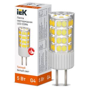 Лампа LED CORN капсула 5Вт 230В 3000К керамика G4 LLE-CORN-5-230-30-G4