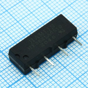 HE3621A0510, Реле герконовое катушка 5В 500Ом один контакт на замыкание 0.5A (19.05x5.08x7.62)мм монтаж в отверстие